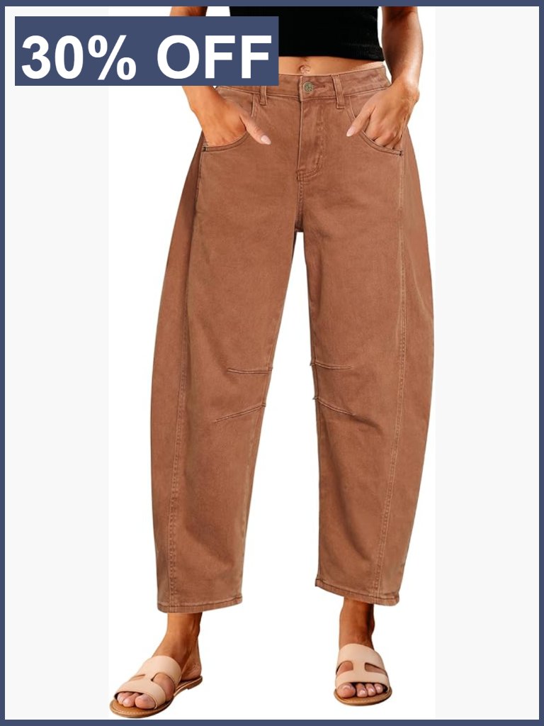 High Waisted Wide Leg Barrel Jeans Women Baggy Cropped Stretch Denim Trouser